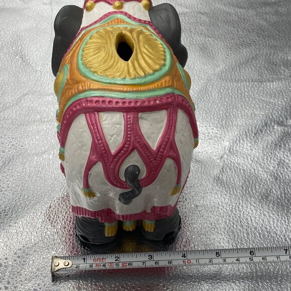 Vintage Arnel's Pottery India Parade Elephant Piggy Bank Hand Painted - Picture 7 of 12
